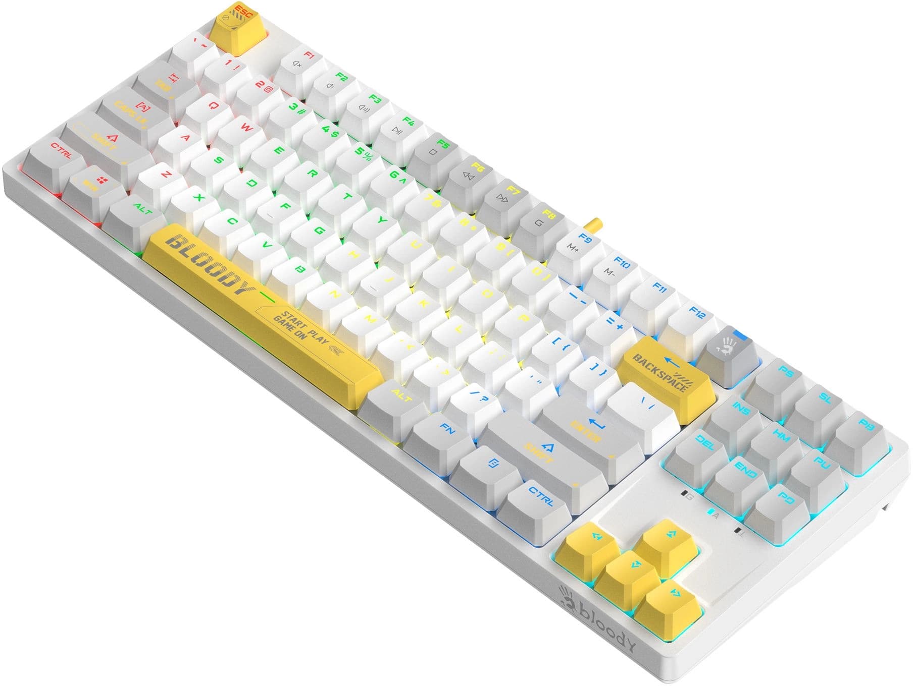 Клавиатура A4Tech S87 Energy механическая белый USB for gamer LED (S87 USB ENERGY WHITE) кабель 1.8м - фото 3