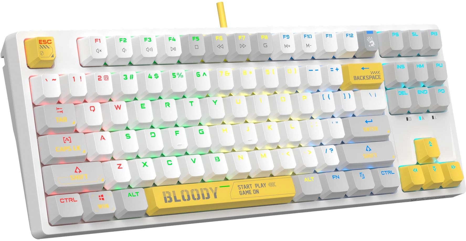 Клавиатура A4Tech S87 Energy механическая белый USB for gamer LED (S87 USB ENERGY WHITE) кабель 1.8м - фото 4