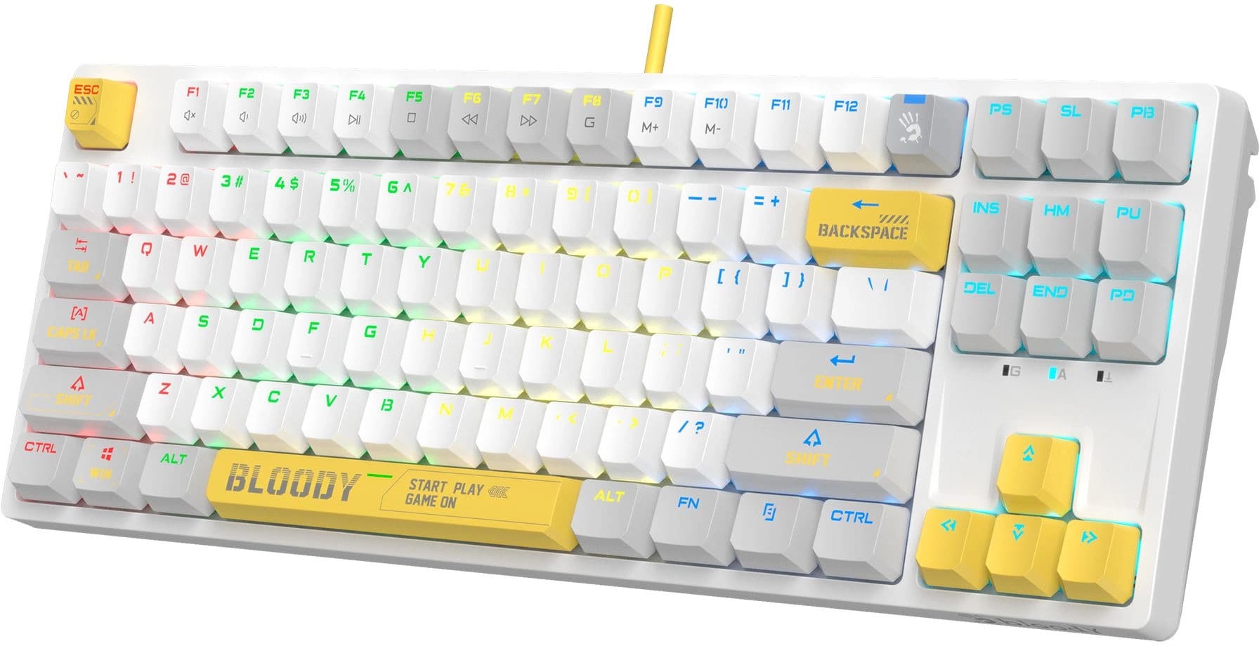 Клавиатура A4Tech S87 Energy механическая белый USB for gamer LED (S87 USB ENERGY WHITE) кабель 1.8м - фото 5