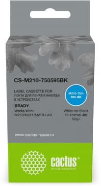 Картридж ленточный Cactus CS-M210-750595BK M210-750-595-BK белый на черном 19.1x6.4 для Brady M210/M211/M210-LAB - фото 2