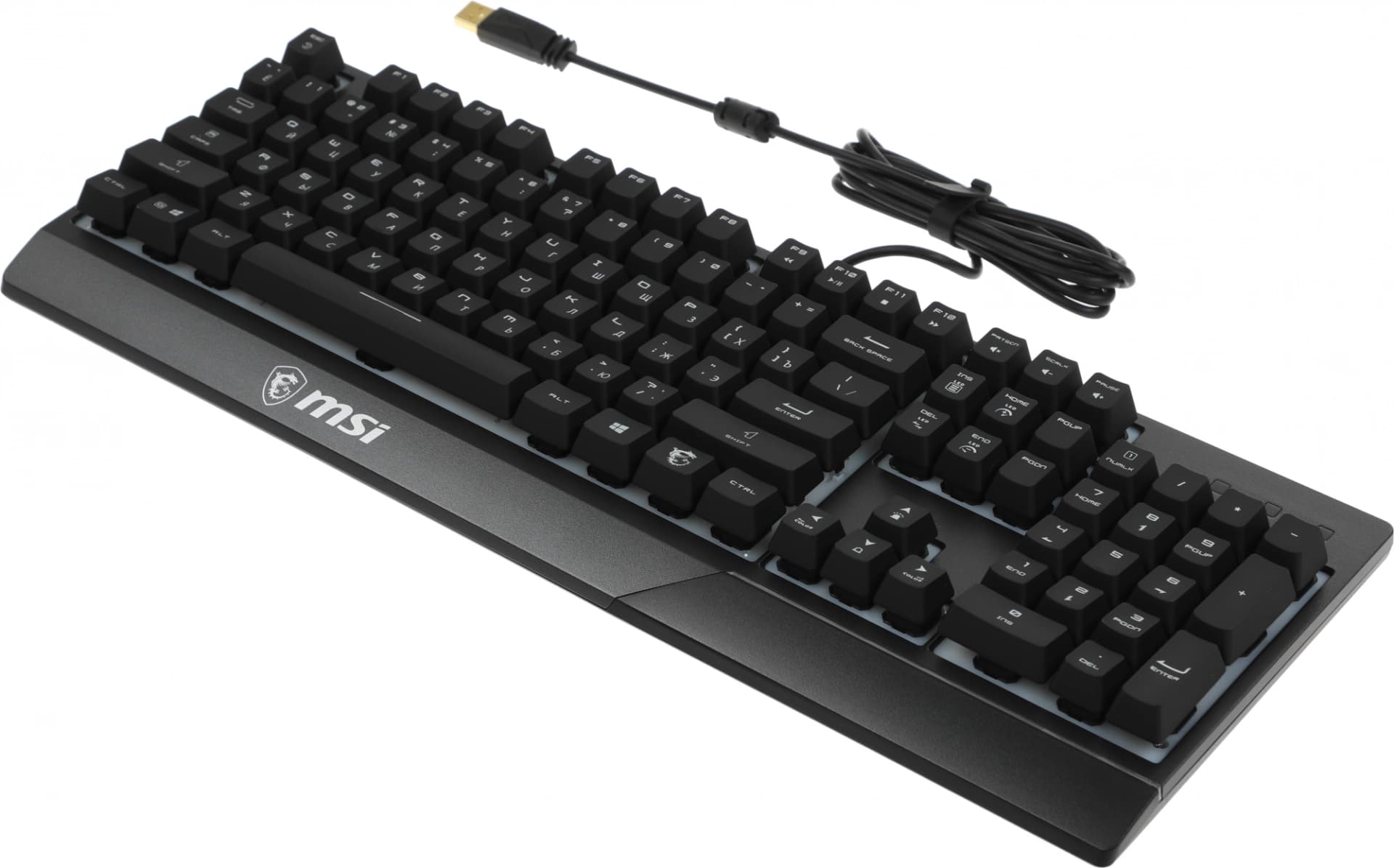 Клавиатура MSI GK30 RU черный USB Multimedia for gamer LED (подставка для запястий) (S11-04RU236-CLA) кабель 1.8м - фото 4