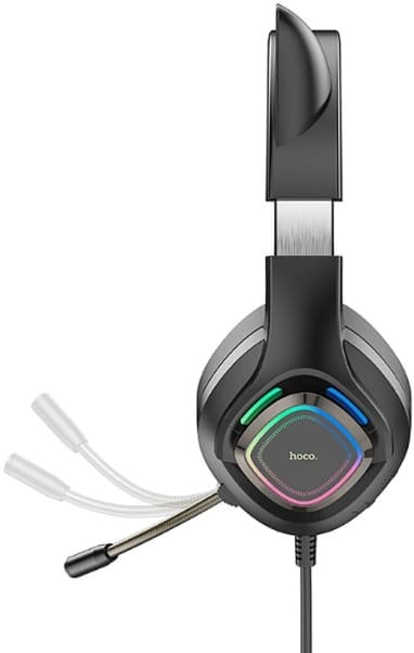Наушники с микрофоном Hoco W107 Cute cat черный 2м мониторные USB оголовье (W107) - фото 4
