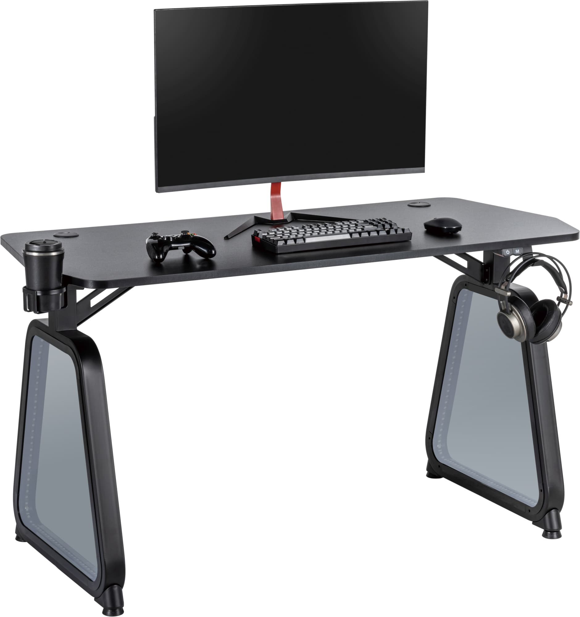 Стол игровой Cactus CS-GMD-BK-RGB столешница МДФ черный каркас черный 136x60x75см - фото 2