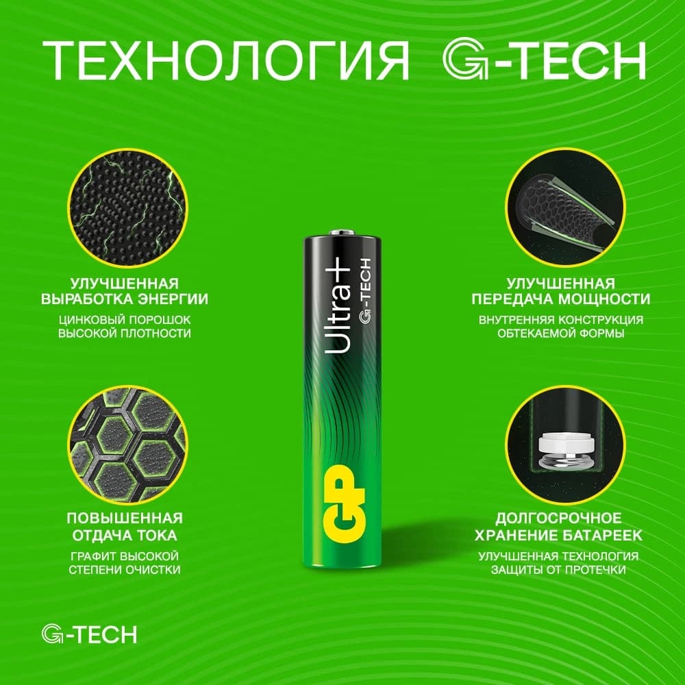 Батарея GP Ultra Plus Alkaline 24AUPA21-2CRSB4 AAA (4шт) блистер - фото 5