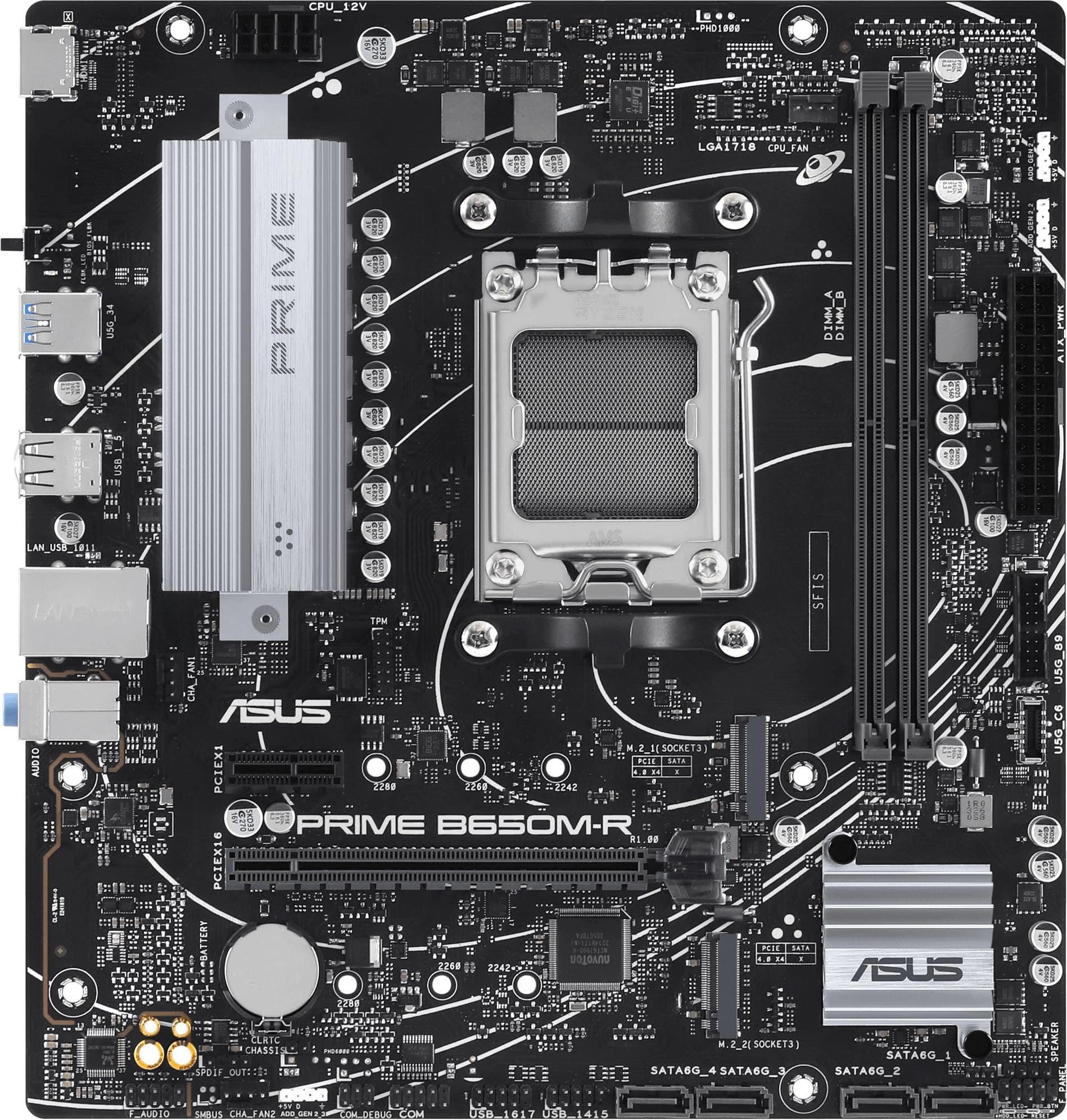 Материнская плата Asus PRIME B650M-R Socket AM5 AMD B650 2xDDR5 mATX AC`97 8ch(7.1) 2.5Gg RAID+HDMI - фото 3