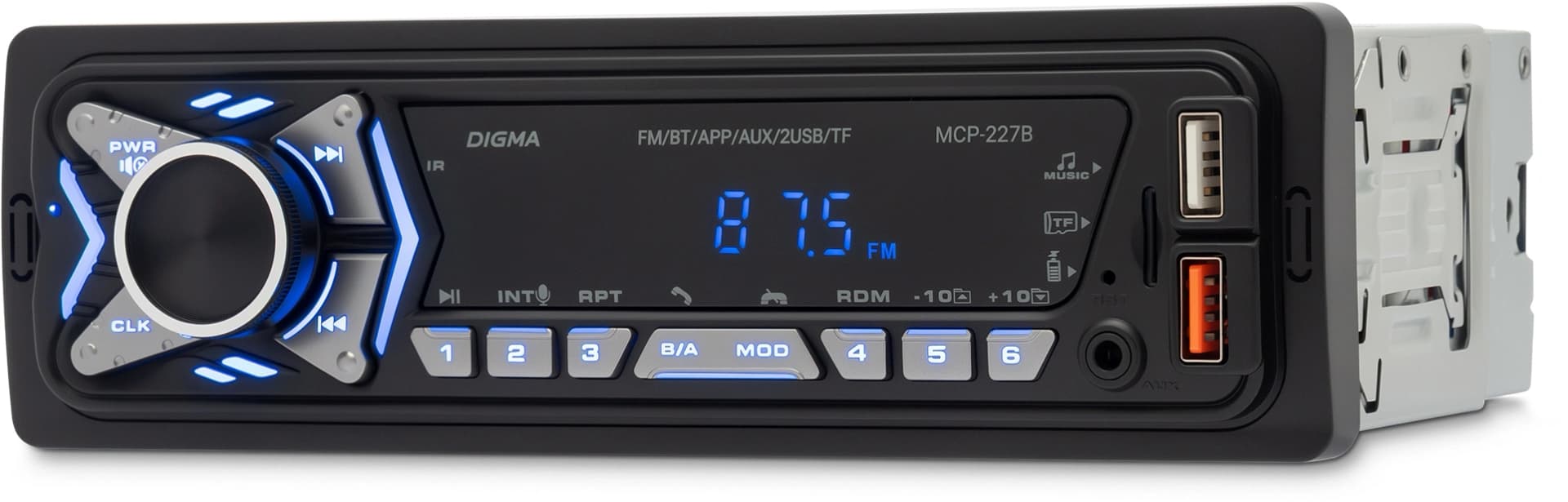 Автомагнитола Digma MCP-227B 1DIN 2x45Вт v5.0 USB 2.0 AUX 2 ПДУ - фото 3