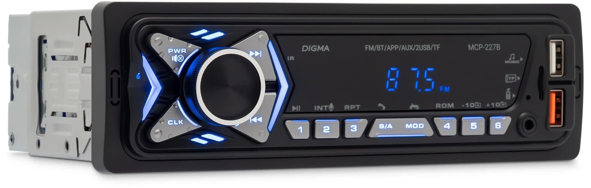 Автомагнитола Digma MCP-227B 1DIN 2x45Вт v5.0 USB 2.0 AUX 2 ПДУ - фото 4