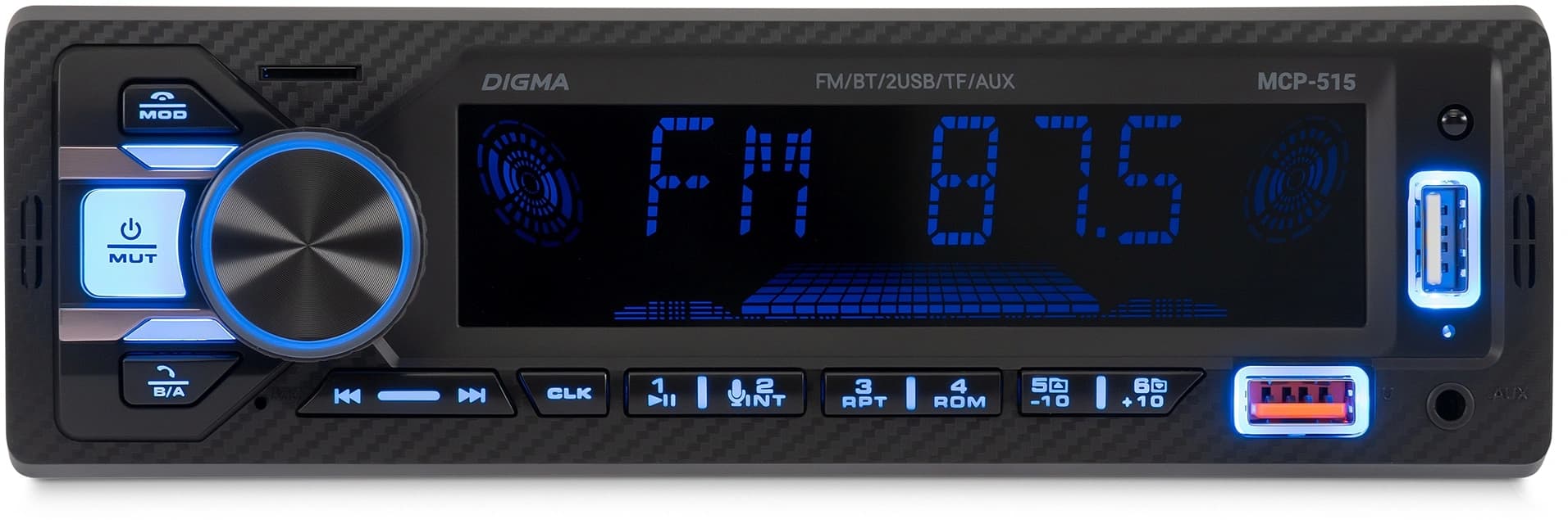 Автомагнитола Digma MCP-515 1DIN 4x45Вт v5.0 USB 2.0 AUX 4 ПДУ - фото 4