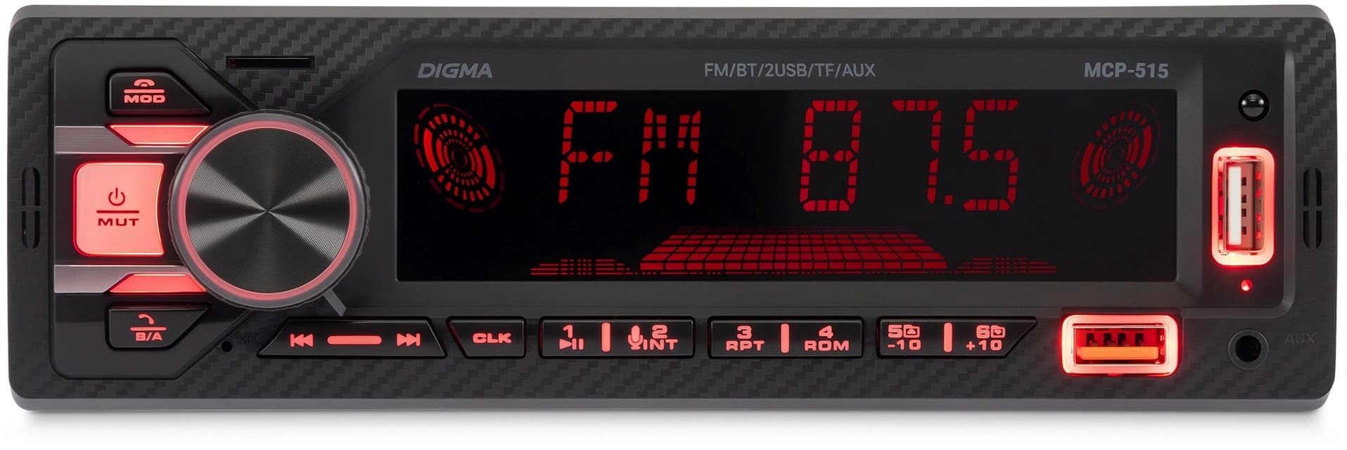 Автомагнитола Digma MCP-515 1DIN 4x45Вт v5.0 USB 2.0 AUX 4 ПДУ - фото 3