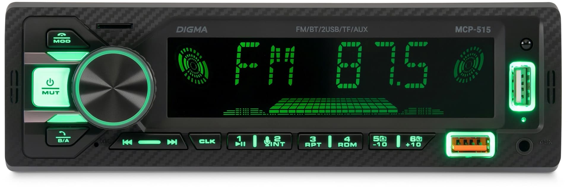 Автомагнитола Digma MCP-515 1DIN 4x45Вт v5.0 USB 2.0 AUX 4 ПДУ - фото 4