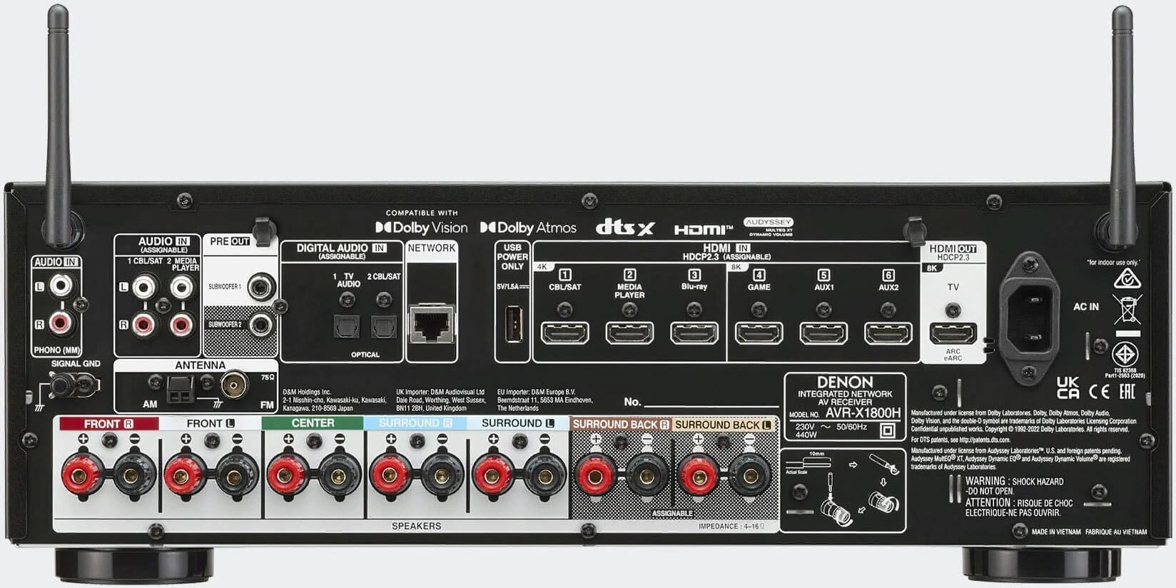 Ресивер AV Denon AVRX-1800HBK 7.2 черный - фото 4