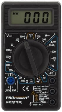 Мультиметр PROconnect M832 DT832 цифровой черный (13-3012) - фото 2