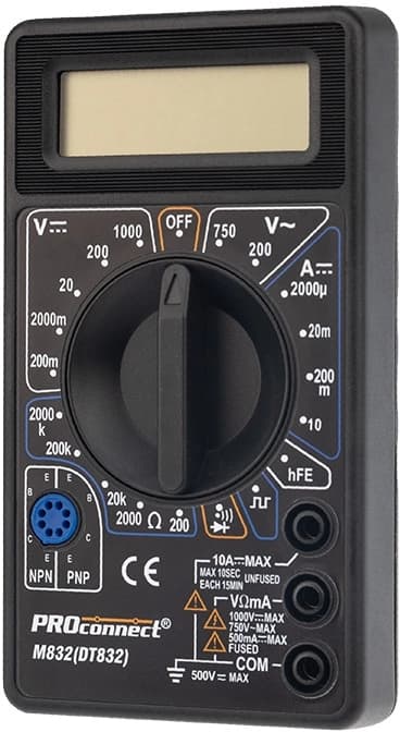 Мультиметр PROconnect M832 DT832 цифровой черный (13-3012) - фото 4
