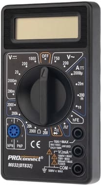 Мультиметр PROconnect M832 DT832 цифровой черный (13-3012) - фото 5