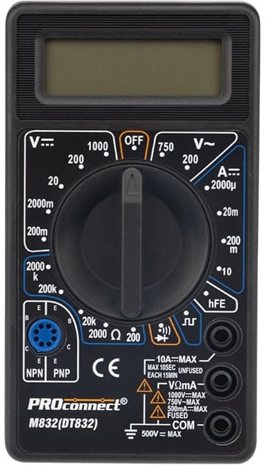 Мультиметр PROconnect M832 DT832 цифровой черный (13-3012) - фото 3