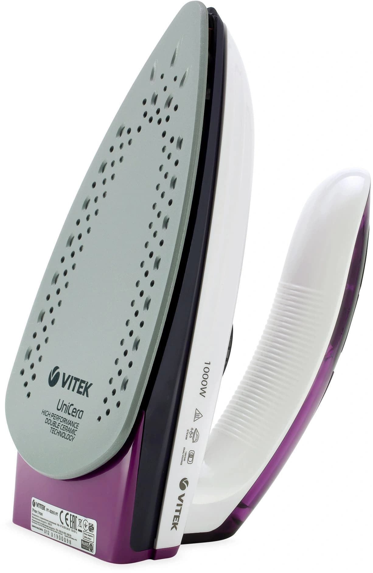 Утюг дорожный Vitek VT-8305 1000Вт белый/фиолетовый - фото 4