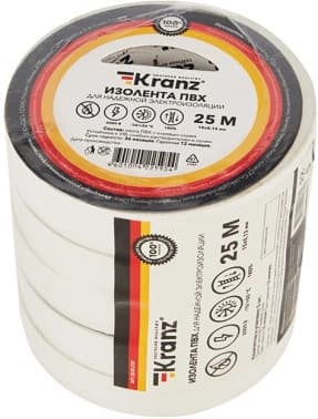 Изолента Kranz KR-09-2101 ш.15мм 25м белый - фото 5
