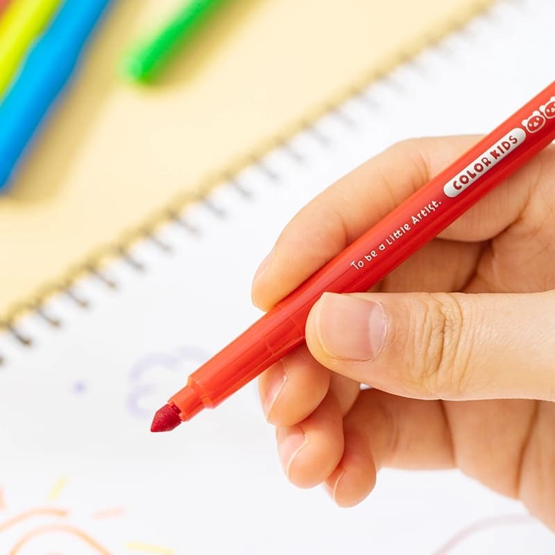 Фломастеры Deli EC161-12 Color Kids круг. конический пиш. наконечник Вентилируемый 12цв. пакет с европодвесом - фото 4