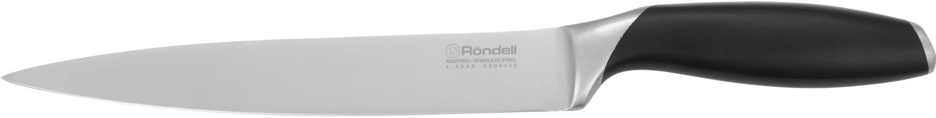 Нож кухонный Rondell Gasta RD-1865 стальной разделочный лезв.200мм прямая заточка черный блистер - фото 2