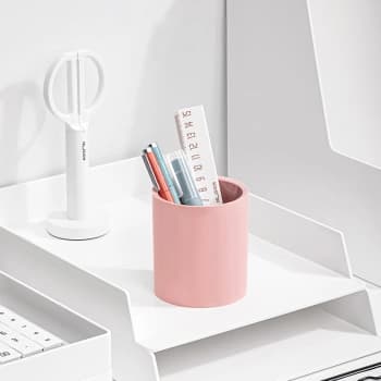 Стакан для канцелярских принадлежностей Deli ENS023 PINK Nusign круглая 83x95мм пластик розовый - фото 5