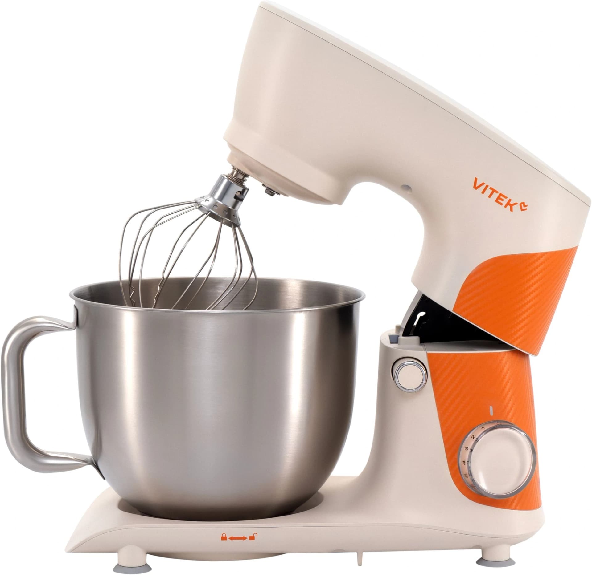 Миксер планетарный Vitek VT-PM0331 1800Вт кремовый/оранжевый - фото 2