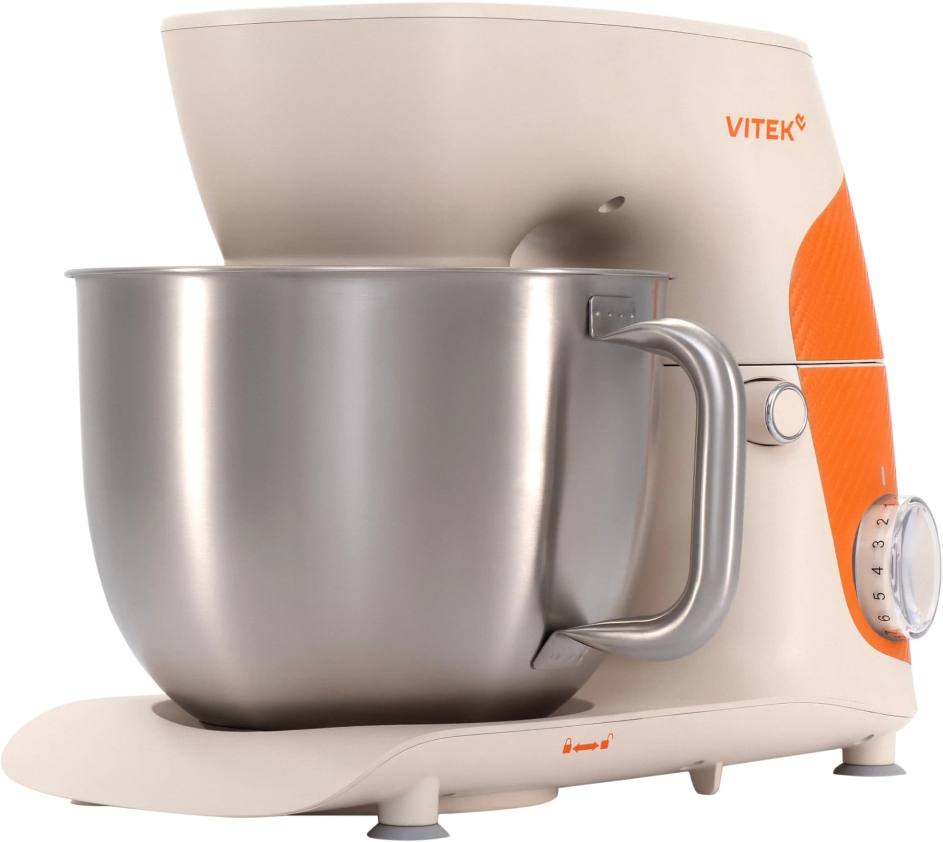 Миксер планетарный Vitek VT-PM0331 1800Вт кремовый/оранжевый - фото 3