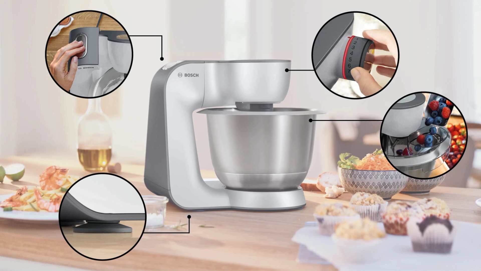 Кухонная машина Bosch MUM58359 1000Вт черный/серый - фото 3