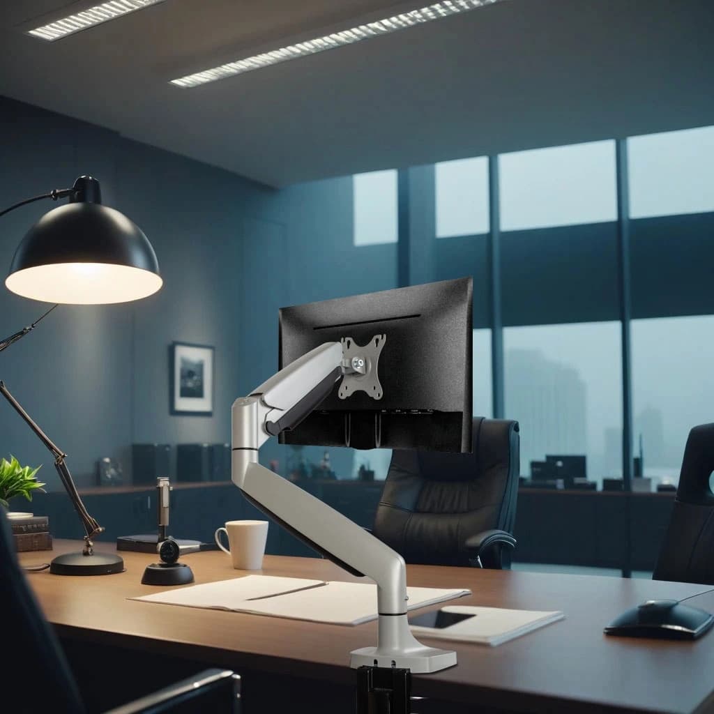 Кронштейн для мониторов ЖК Kromax OFFICE-21 серебристый 17"-45" макс.15кг настольный поворот и наклон - фото 4