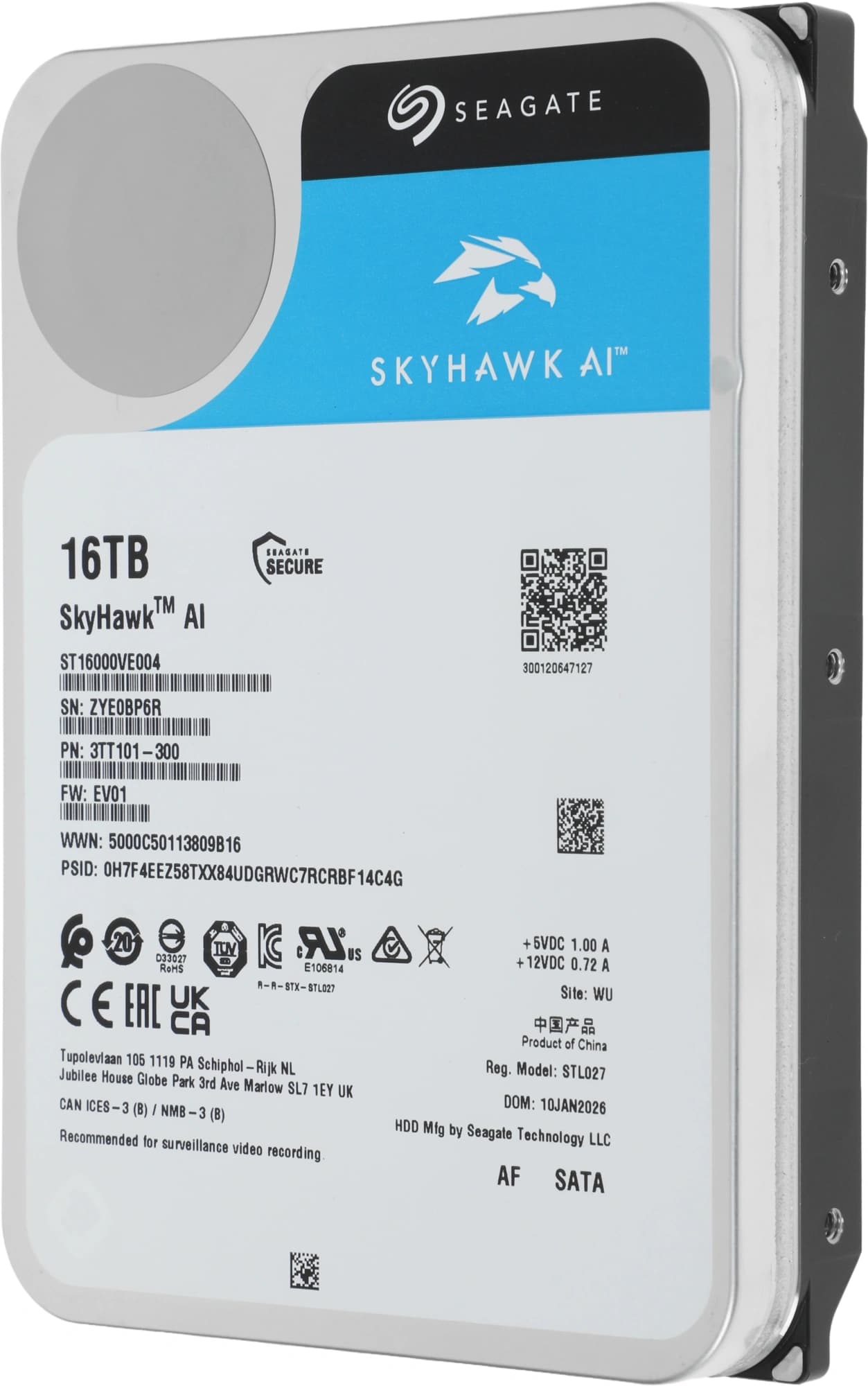 Жесткий диск Seagate SATA-III 16TB ST16000VE004 Surveillance SkyHawkAI 512E (7200rpm) 512Mb 3.5" - фото 3