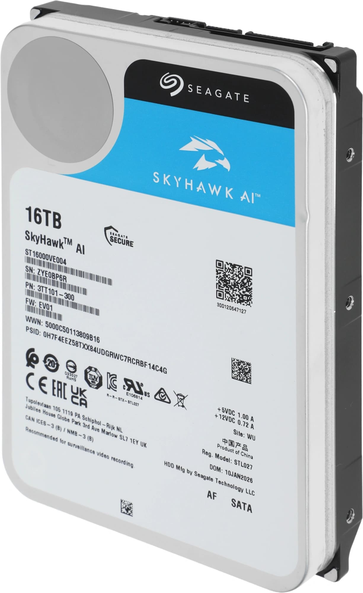Жесткий диск Seagate SATA-III 16TB ST16000VE004 Surveillance SkyHawkAI 512E (7200rpm) 512Mb 3.5" - фото 4