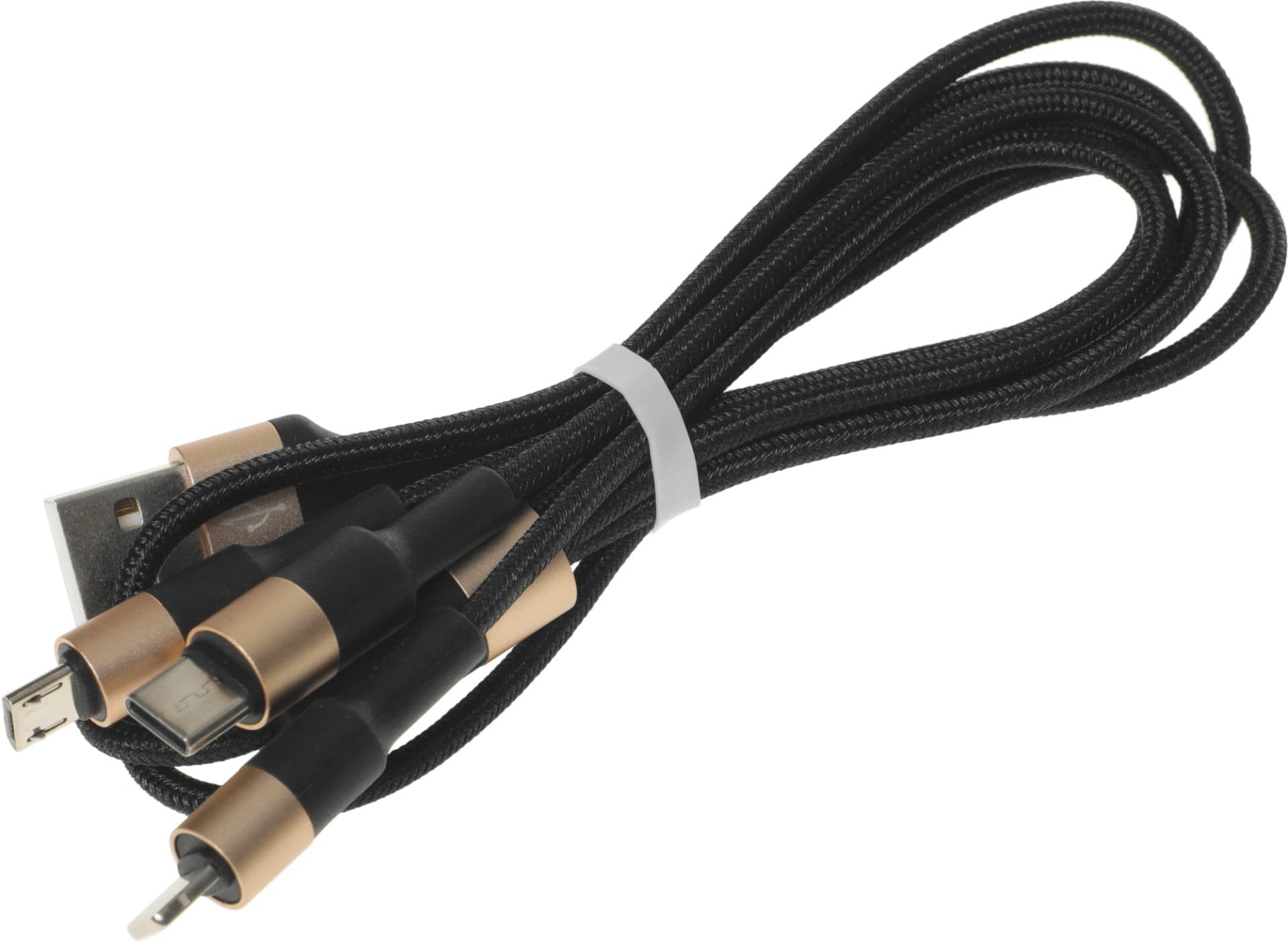 Кабель Hoco X26 Xpress one 80275 USB (m)-Lightning (m)/USB Type-C (m)/micro USB (m) 1м черный/золотистый - фото 5