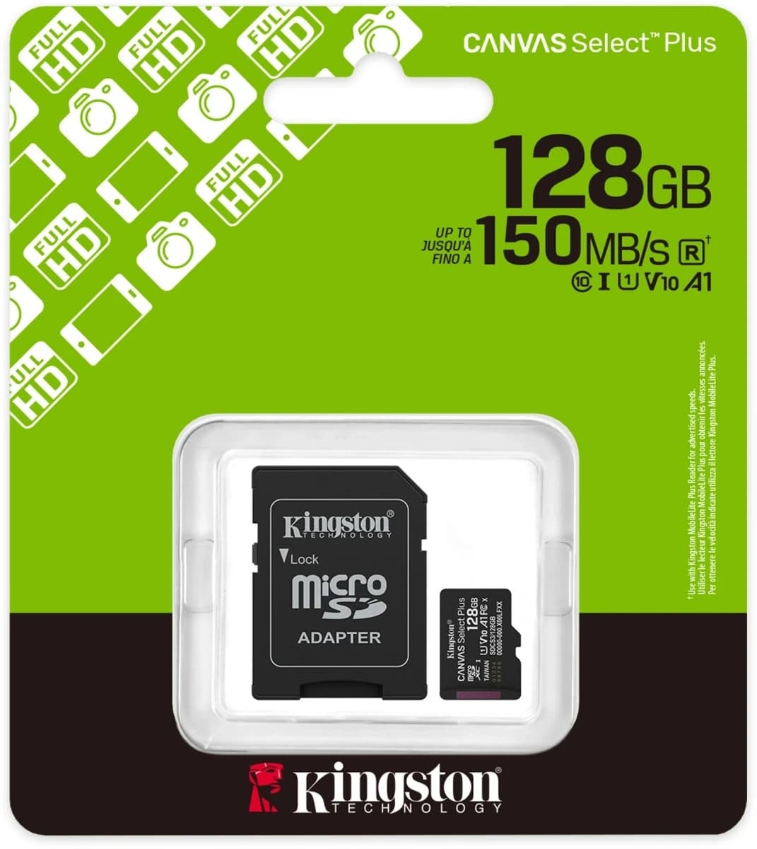 Флеш карта microSDXC 128GB Kingston SDCS3/128GB Canvas Select Plus V10 A1 + adapter - фото 3