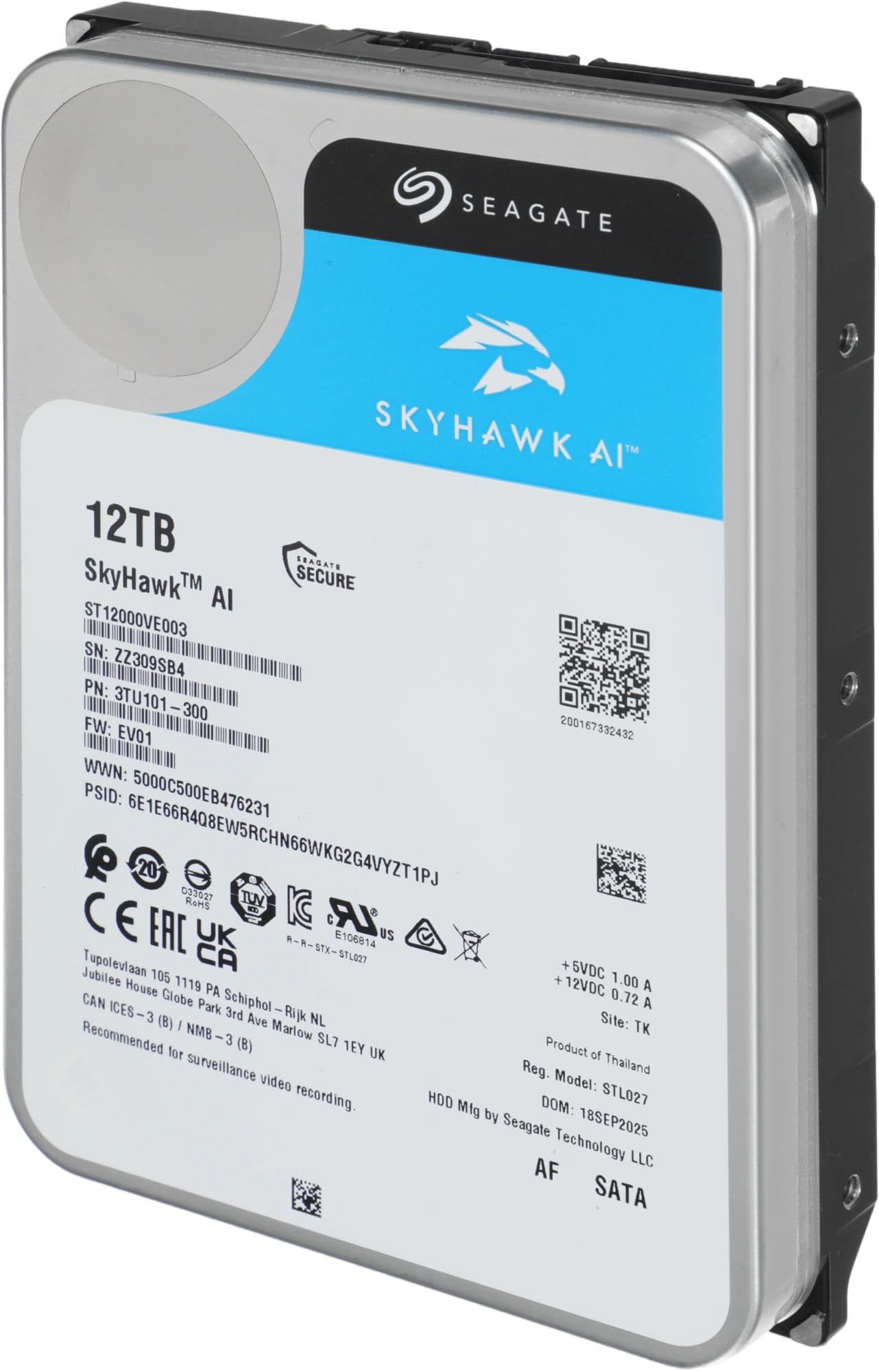Жесткий диск Seagate SATA-III 12TB ST12000VE003 SkyHawkAI 512E (7200rpm) 256Mb 3.5" - фото 5