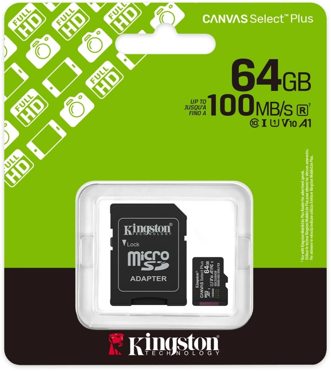 Флеш карта microSDXC 64GB Kingston SDCS3/64GB Canvas Select Plus V10 A1 + adapter - фото 3