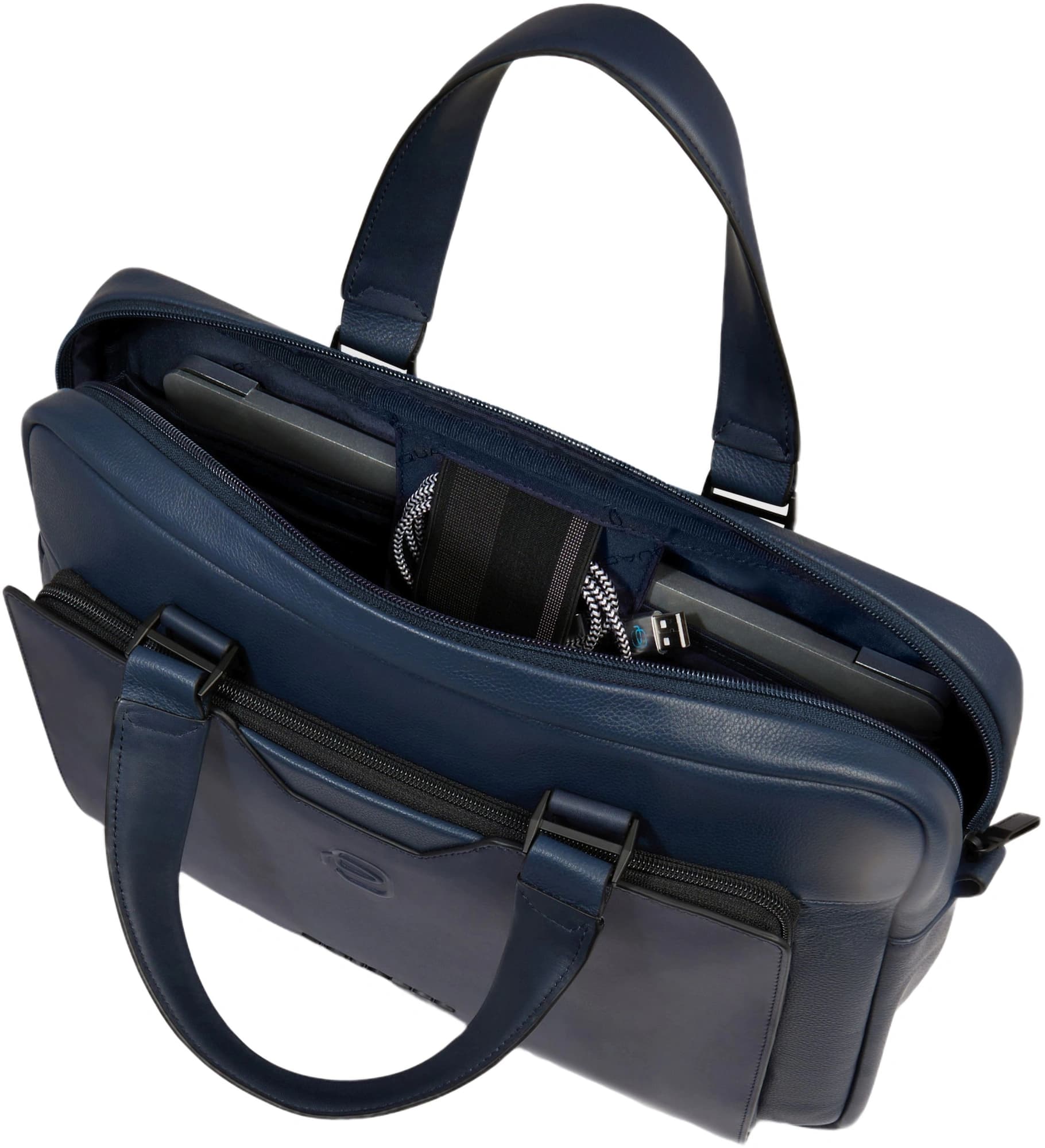 Деловая сумка мужская Piquadro Ael CA6920S142/BLU с отделением для ноутбука 14" синяя натур.кожа - фото 4