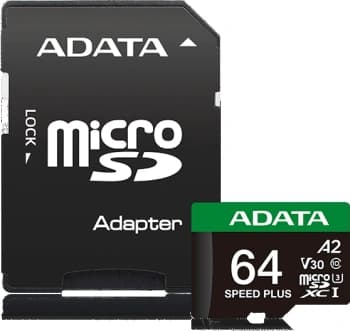 Флеш карта microSDXC 64GB A-Data UD64GUI3V30A2SP-RA1 Speed Plus V30 A2 + adapter - фото 2