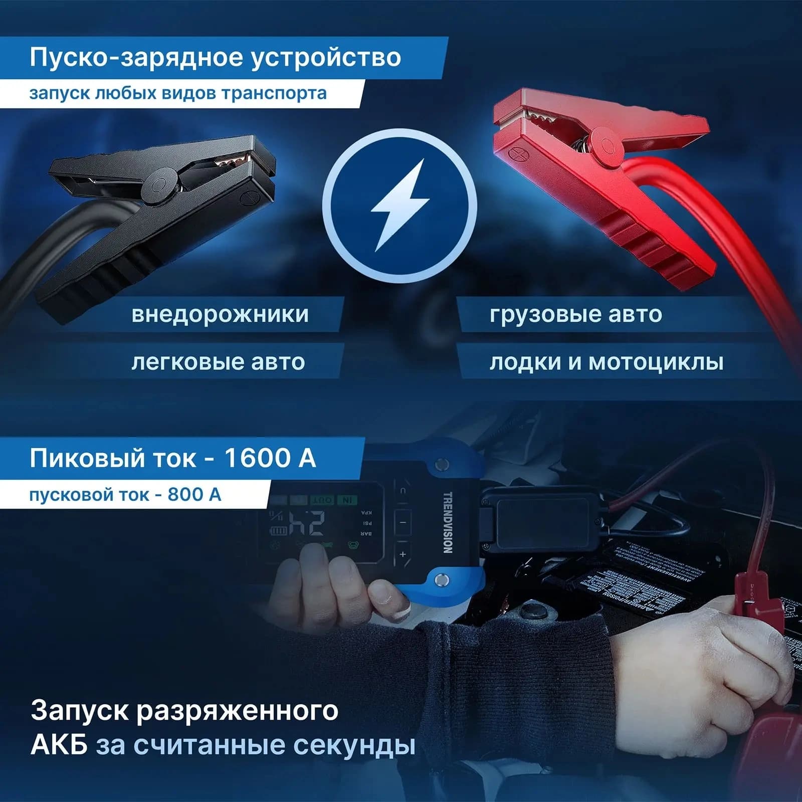 Автомобильный компрессор TrendVision Start Compressor PRO шланг 0.2м - фото 3