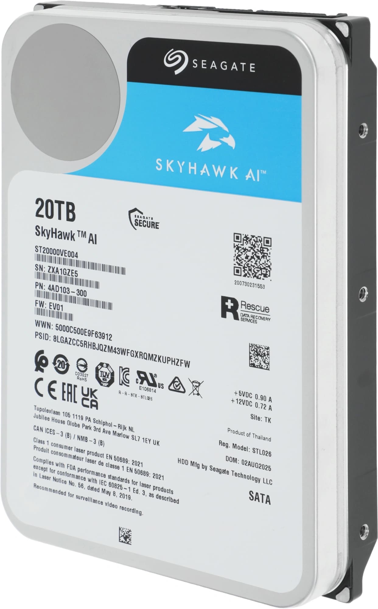 Жесткий диск Seagate SATA-III 20TB ST20000VE004 Surveillance SkyHawkAI 512E (7200rpm) 512Mb 3.5" - фото 5