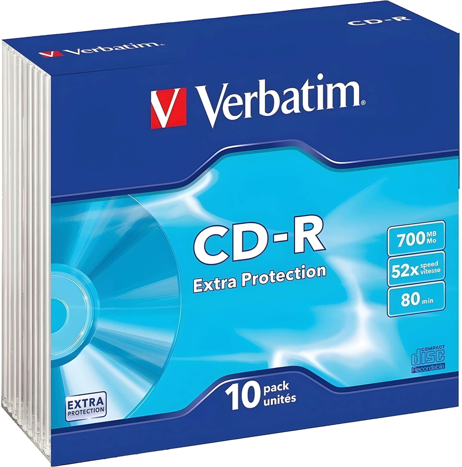 Диск CD-R Verbatim 700Mb 52x Slim case (10шт) (43415) - фото 3