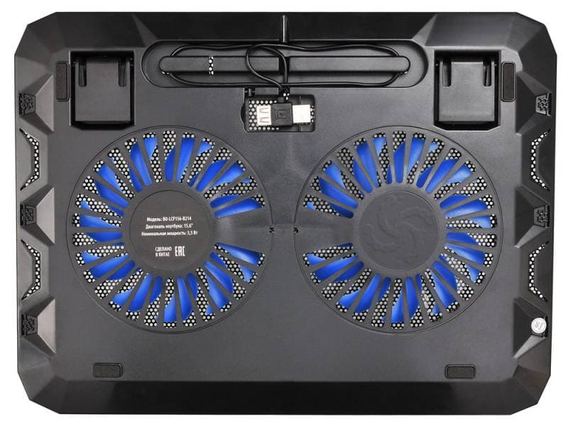 Подставка для ноутбука Buro BU-LCP156-B214 15.6"358x270x21мм 1xUSB 2x 140ммFAN 597г металлическая сетка/пластик черный - фото 4