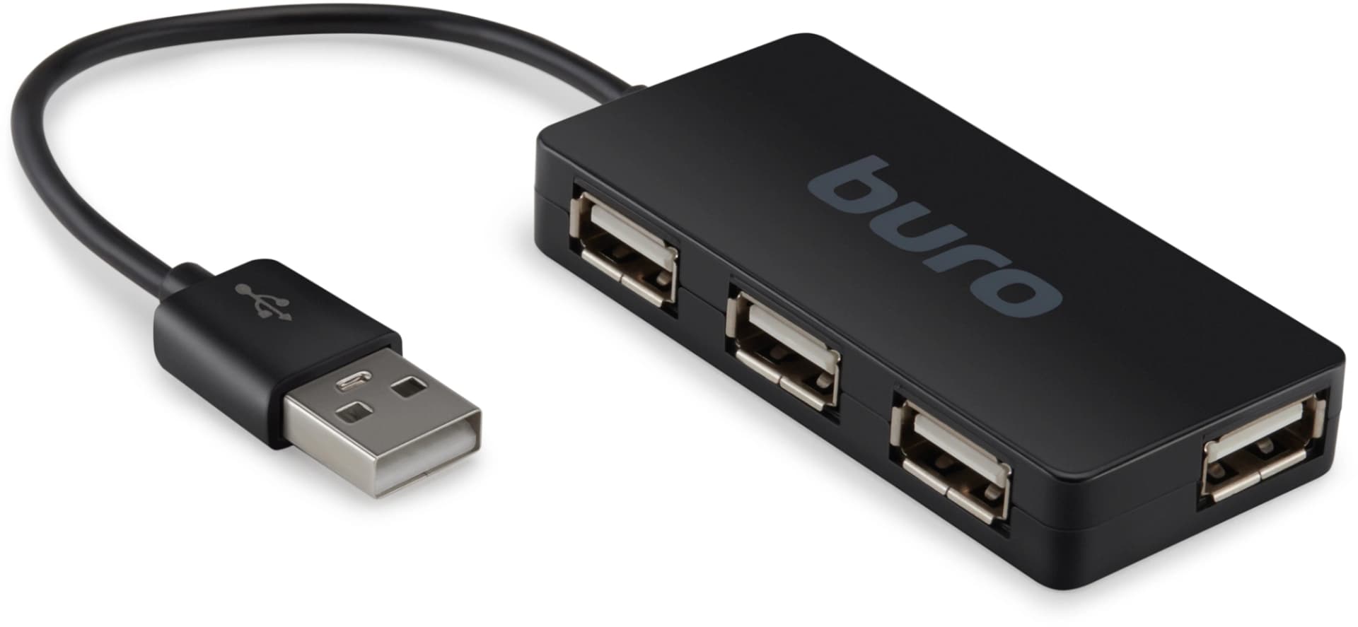 Разветвитель USB 2.0 Buro BU-HUB4-U2.0-Slim 4порт. черный - фото 2