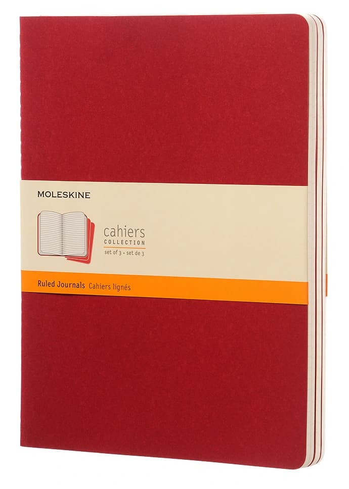 Блокнот Moleskine CAHIER JOURNAL CH121 XLarge 190х250мм обложка картон 120стр. линейка клюквенный (3шт) - фото 4