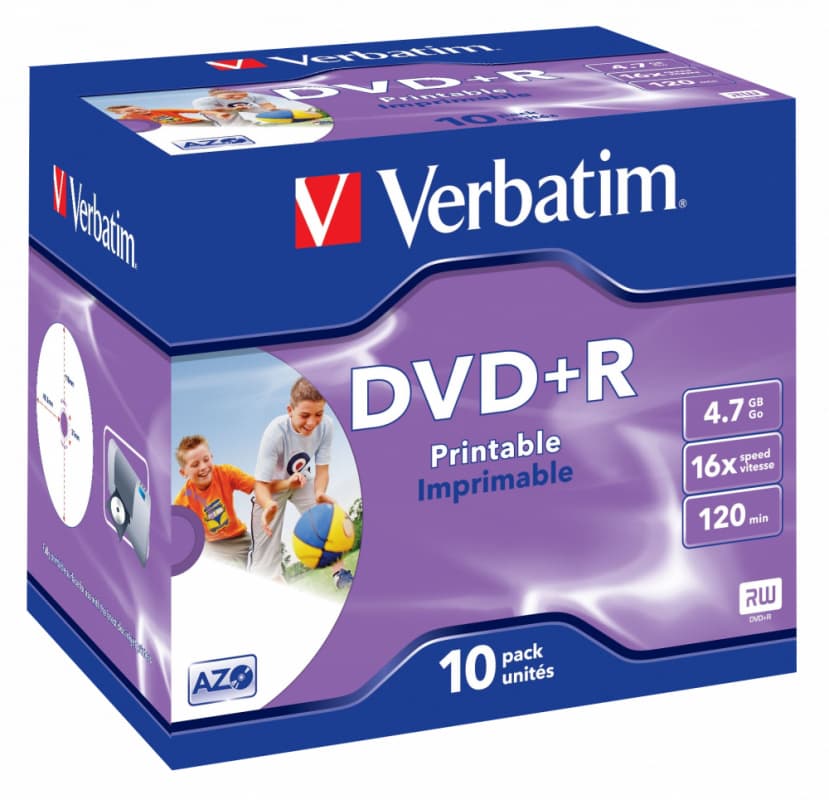 Диск DVD+R Verbatim 4.7Gb 16x Jewel case (10шт) Printable (43508) - фото 2