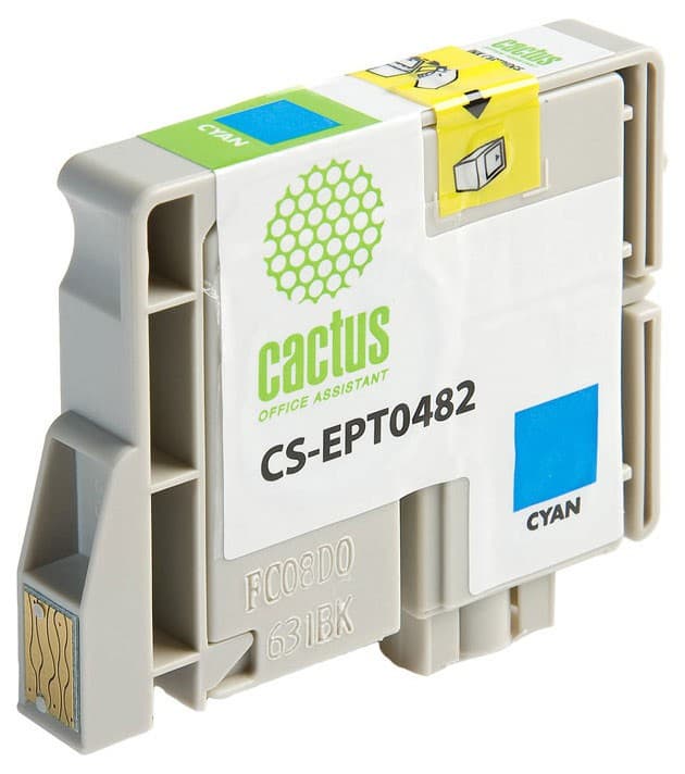 Картридж струйный Cactus CS-EPT0482 T0482 голубой (14.4мл) для Epson Stylus Photo R200/R220/R300/R320/R340/RX500/RX600/RX620/RX640 с чипом - фото 2