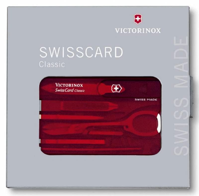 Швейцарская карта Victorinox SwissCard Classic (0.7100.T) красный полупрозрачный коробка подарочная - фото 5