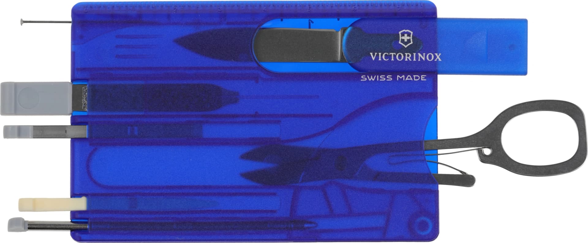 Швейцарская карта Victorinox SwissCard Classic (0.7122.T2) синий полупрозрачный коробка подарочная - фото 3